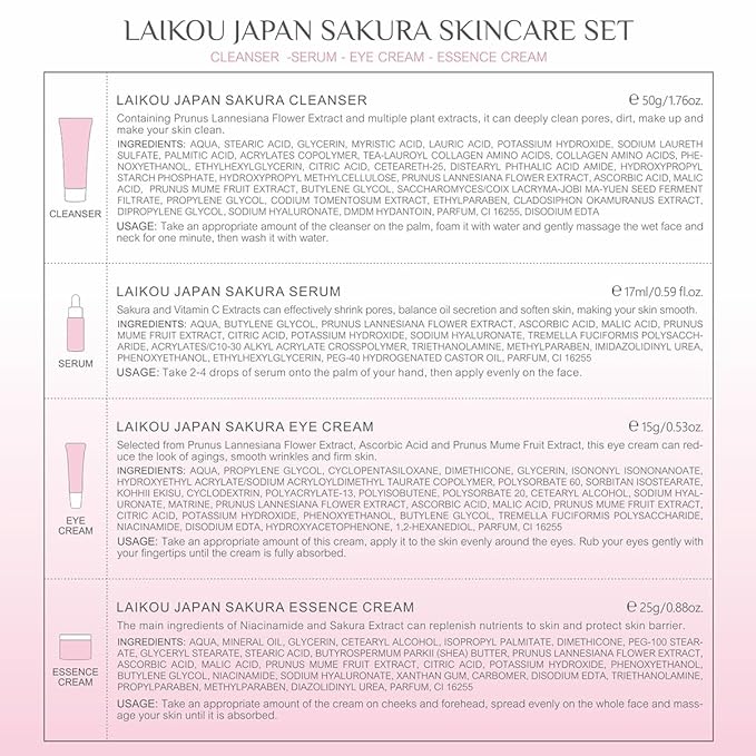 japan sakura cream set ingredient